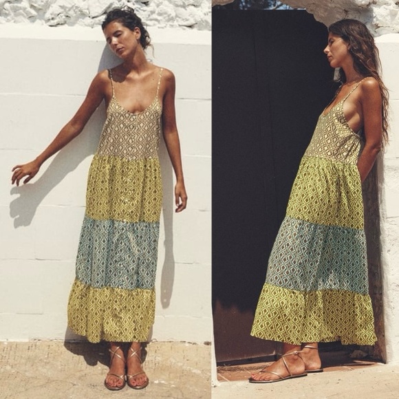ZARA | Women’s Cotton Multicolored Patchwork Sleeveless Midi Dress | Size M - Picture 7 of 14